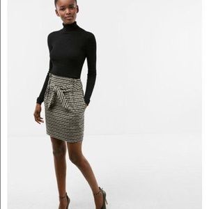 Express high waist houndstooth sash skirt